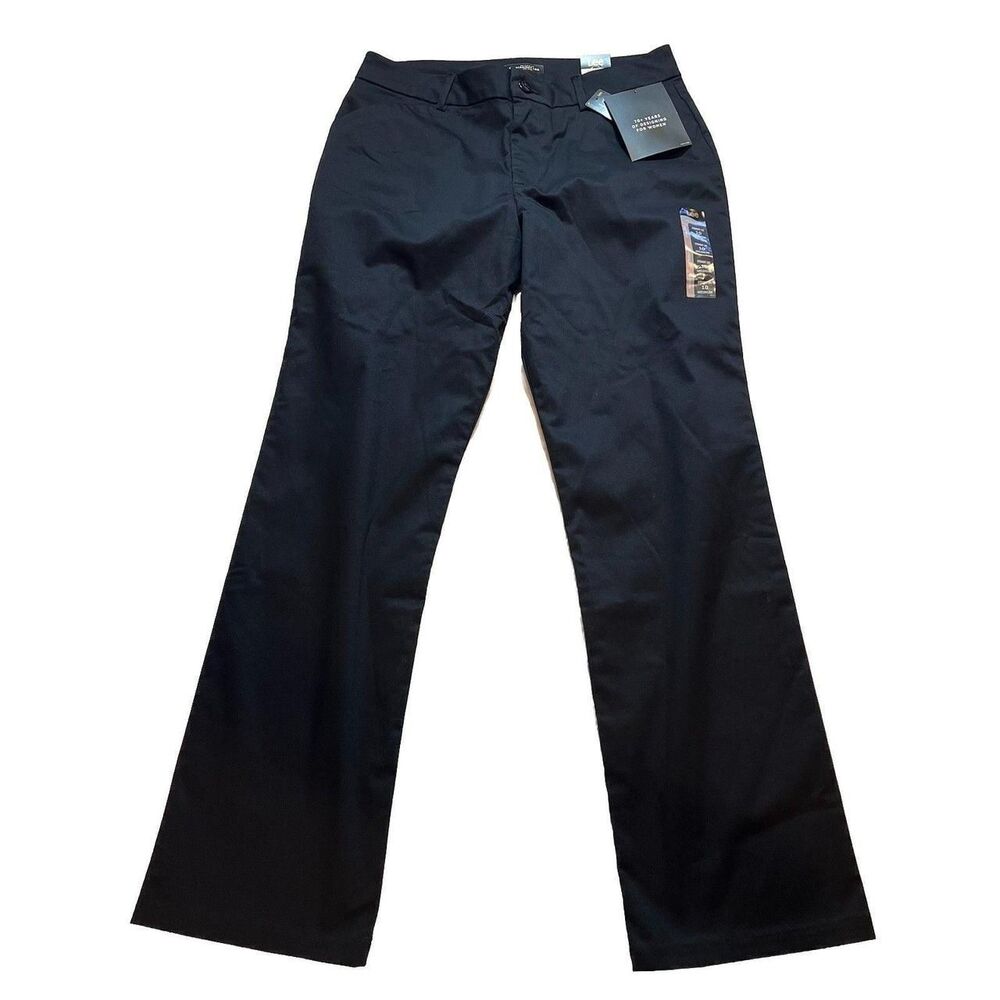 NEW Lee Pants Size 10 Medium Stretch Flex Chino Black Straight Leg Relaxed